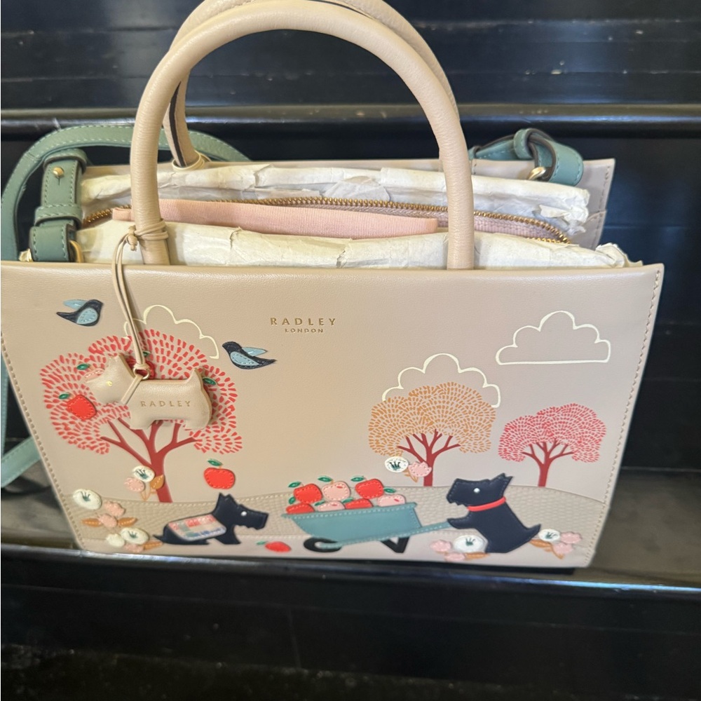 Radley London Cream Satchel Tote “Life is Rosy”